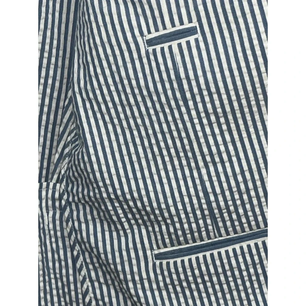 J. Crew Ludlow Unstructured Seersucker Blazer Mens 40R Blue White Strip Preppy